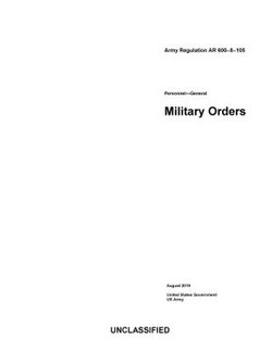 Army Regulation AR 600–8–105 Personnel General: Military Orders August 2019