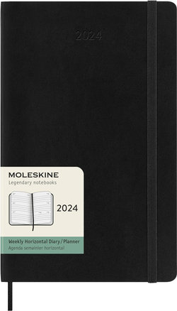 Moleskine 2024 Horizontal Weekly Planner, 12m, Large, Black, Soft Cover ...