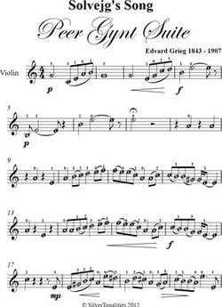 Solvejg's Song Peer Gynt Suite Easy Violin Sheet Music