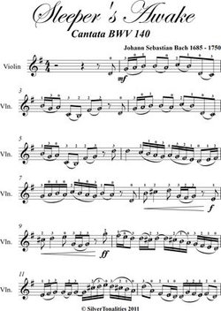 Sleeper's Awake BWV 140 Easy Violin Sheet Music