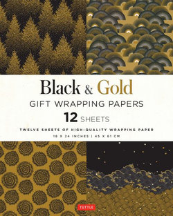 Black and Gold Gift Wrapping Papers - 12 Sheets