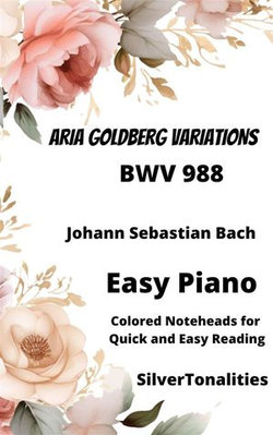 Aria Goldberg Variations Easy Piano Sheet Music with Colored Notation