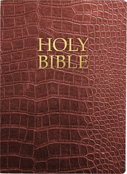 KJVER Holy Bible, Large Print, Walnut Alligator Bonded Leather, Thumb Index