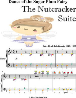 Dance of the Sugar Plum Fairy Nutcracker Suite Easy Elementary Piano Sheet Music with Colored Notes