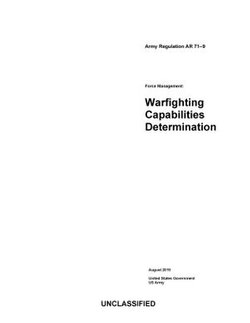 Army Regulation AR 71-9 Force Management: Warfighting Capabilities Determination August 2019