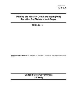 Training Circular TC 6-0.4 Training the Mission Command Warfighting Function for Division and Corps April 2019