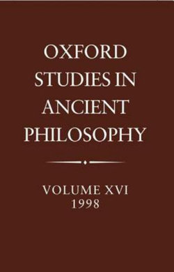 Oxford Studies in Ancient Philosophy: Volume XVI, 1998