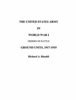 The US Army in World War I - Orders of Battle