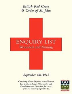 British Red Cross and Order of St John Enquiry List for Wounded and Missing