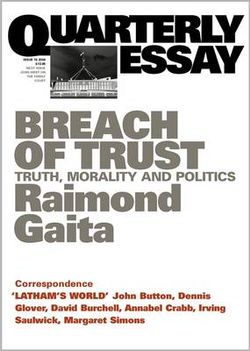 Breach of Trust: Truth, Morality & Politics: Quarterly Essay 16