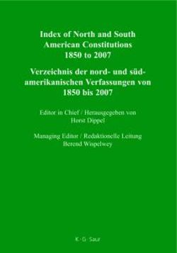 Index of North and South American Constitutions 1850 to 2007